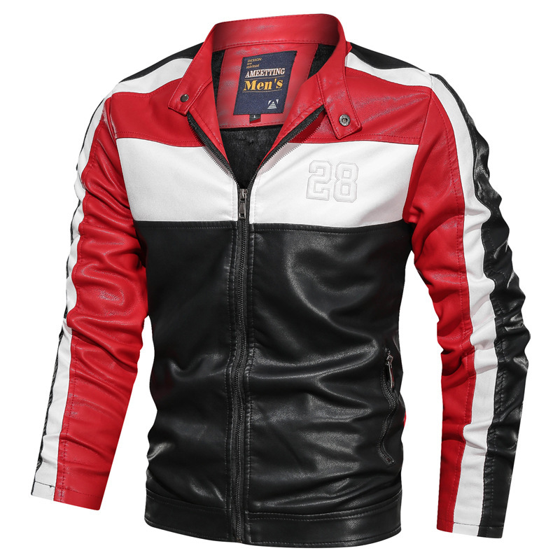 Spring and Autumn Korean Style Stand-up Collar Leather Jacket Youth Self-cultivation Hit Color PU Leather Jacket, Black
Spring and Autumn Korean Style Stand-up Collar Leather Jacket Youth Self-cultivation Hit Color PU Leather Jacket, Black
