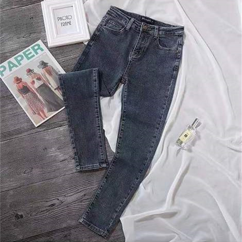 Zqlz High Waisted Blue Skinny Pencil Pants Women Plus Size Jeans Woman Button With Zipper Softener Denim Mom Trousers 201030