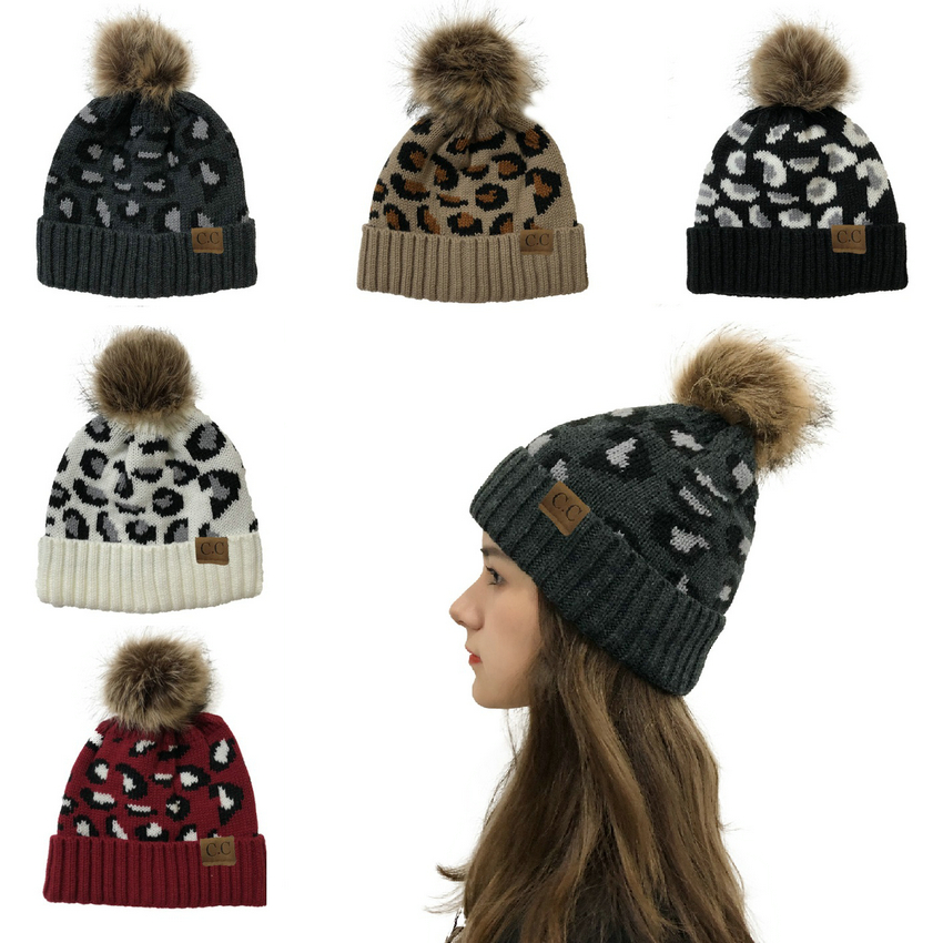 Leopard Knitted Hats Pom Fur Ball Beanies Women Winter Warm Wool KnittHat, Customize
Leopard Knitted Hats Pom Fur Ball Beanies Women Winter Warm Wool KnittHat, Customize