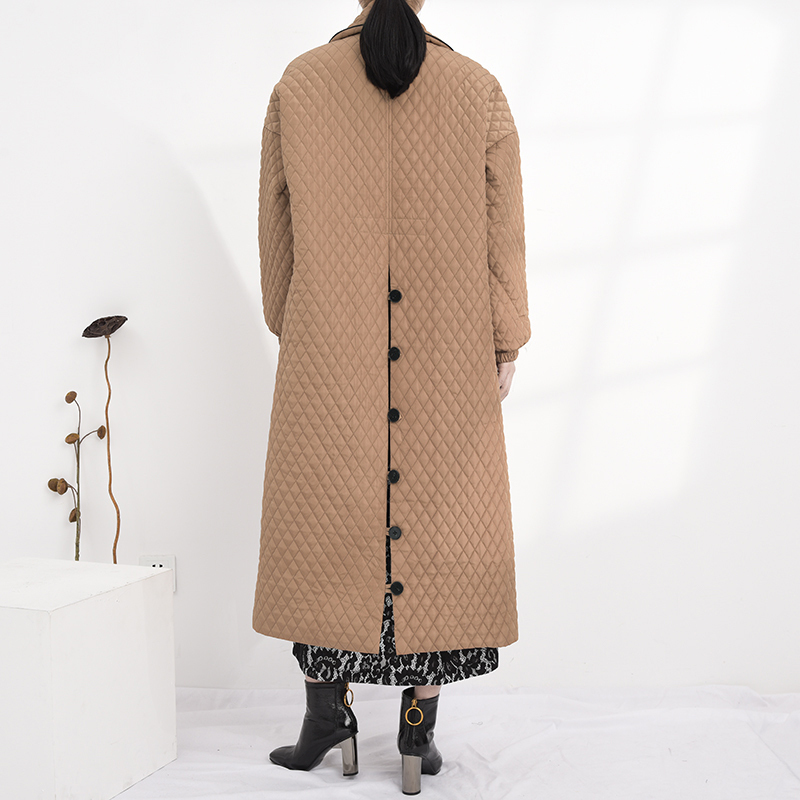 LANMREM Famale autumn winter long coat back many buttons loose fashion long sleeve cotton jacket women parkas WTH120 201214