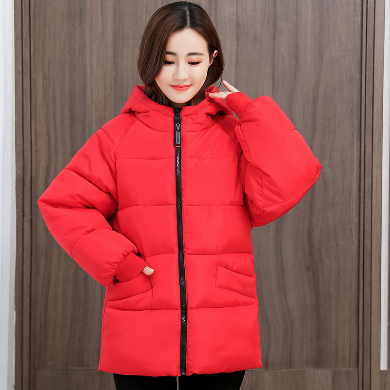 Plus Size Winter Coat Hooded Casual Loose Winter Cotton Jacket Women Yellow Puffer Jacket Oversize Winter Clothes Women Outwear 201019