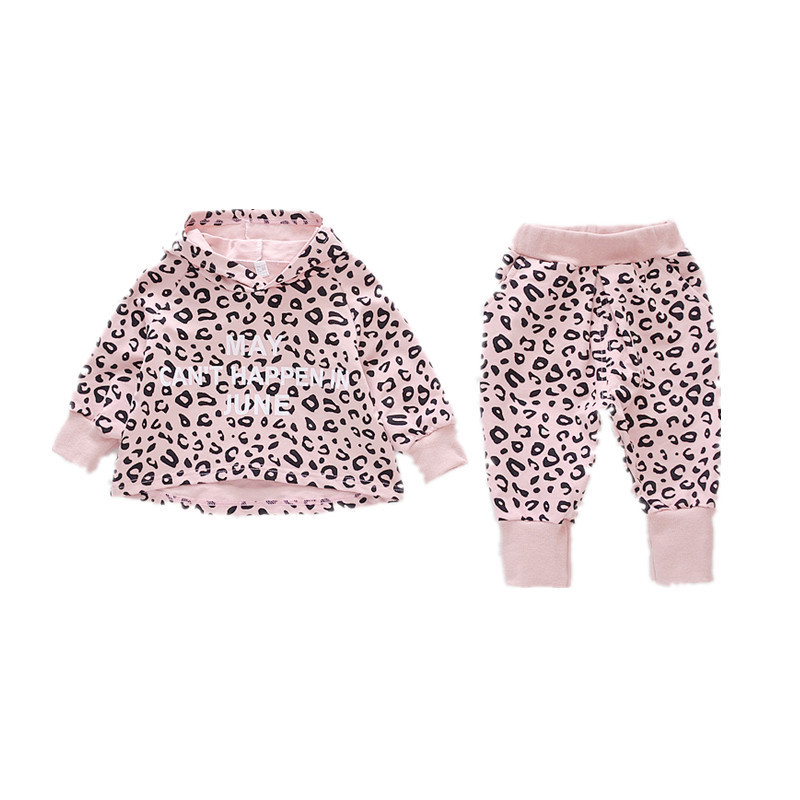 0 To 6 Years Baby Girls Hooded Cute Boutique Tracksuit Spring Autumn Fashion Leopard Print Long Sleeve Halloween Two Piece SetsX1019