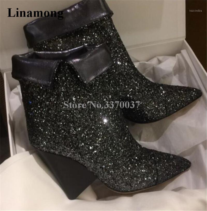 2021 New Fashion Women Pointed Toe Glitter Black Spike Heel Ankle Booties Slip-on Strange Heel Fold Short Boots1, As picture
2021 New Fashion Women Pointed Toe Glitter Black Spike Heel Ankle Booties Slip-on Strange Heel Fold Short Boots1, As picture