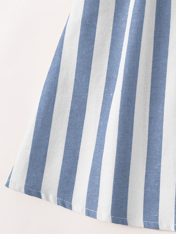 Girls Surplice Neck Self Belted Two Tone Striped Cami Dress SHE