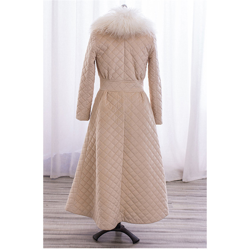 Women's long paragraph fur collar parka coat new temperament S-2XL plus size black beige fashion slim jacket feminina JD552 201027