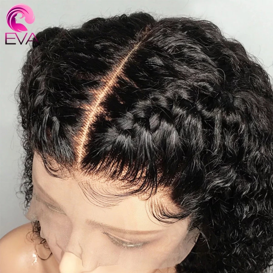 Afro Kinky Curly Wig 13x4 Lace Front Human Hair Wigs Pre Plucked Glueless synthetic short Hair wig For Women Black 150 Density