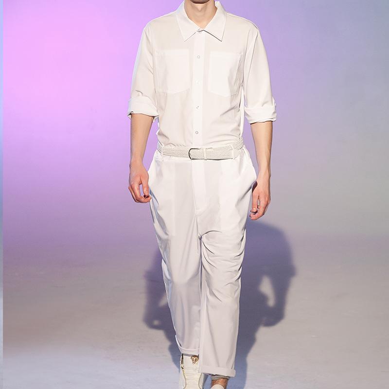 Spring and Autumn Korean version of casual pants fashion Leotard Leotard Slim Men's uniform small feet long pants Jumpsuit, White
Spring and Autumn Korean version of casual pants fashion Leotard Leotard Slim Men's uniform small feet long pants Jumpsuit, White