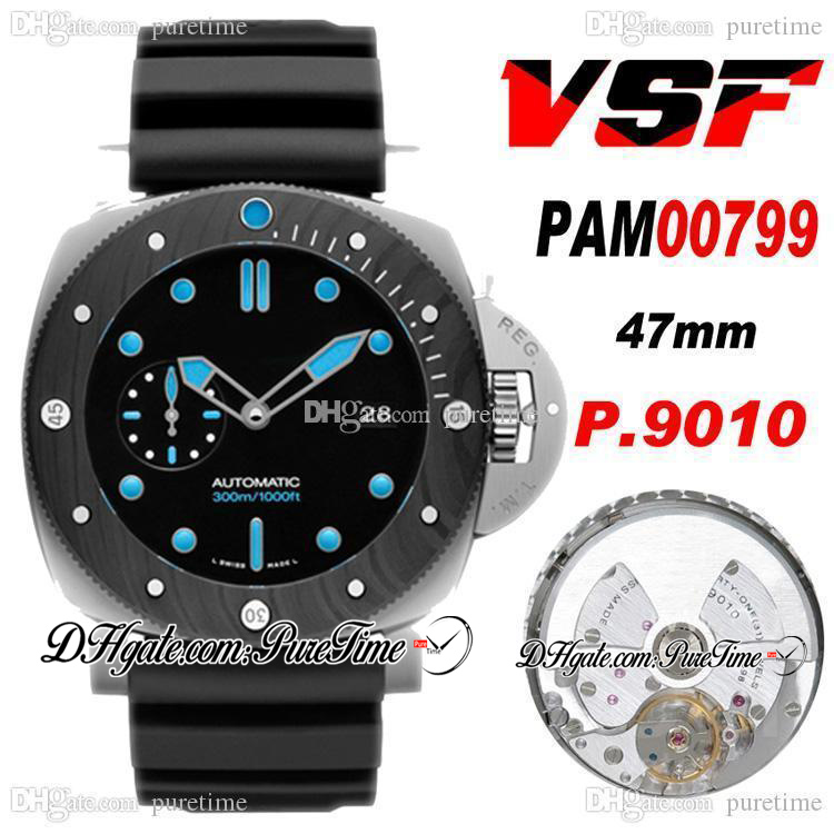 VSF 47mm VS799 P.9010 P9010 Automatic Mens Watch Titanium Case Carbon Fiber Bezel Black Dial VS00799 Black Rubber Super Edition PTPM Puretime
VSF 47mm VS799 P.9010 P9010 Automatic Mens Watch Titanium Case Carbon Fiber Bezel Black Dial VS00799 Black Rubber Super Edition PTPM Puretime