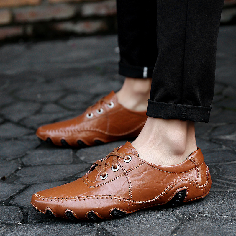 Hot Sale-italian mens genuine leather dress shoes 2018 wedding cie shoes men loafers formal comfortable business shoes