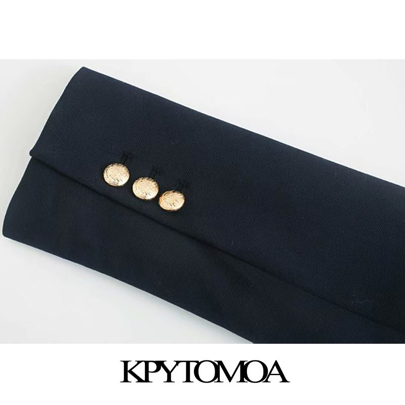 KPYTOMOA Women Fashion With Metal Buttons Blazers Coat Vintage Long Sleeve Back Vents Female Outerwear Chic Tops 201106