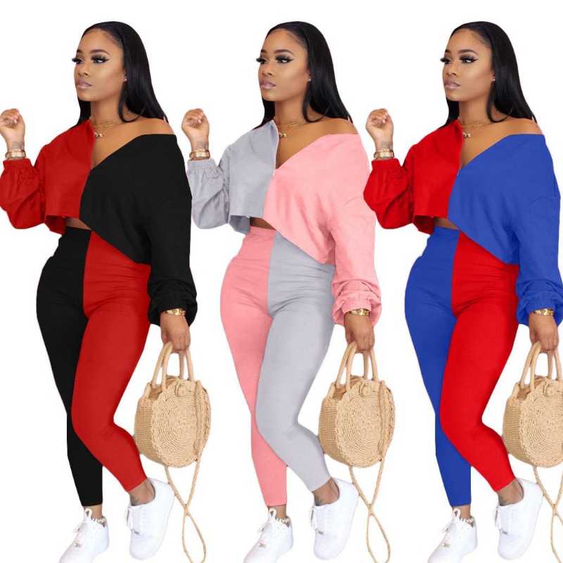 Women' fashion color matching sportswear V-neck set 2-piece loose outdoor running clothing gym training exercise suit
Women' fashion color matching sportswear V-neck set 2-piece loose outdoor running clothing gym training exercise suit