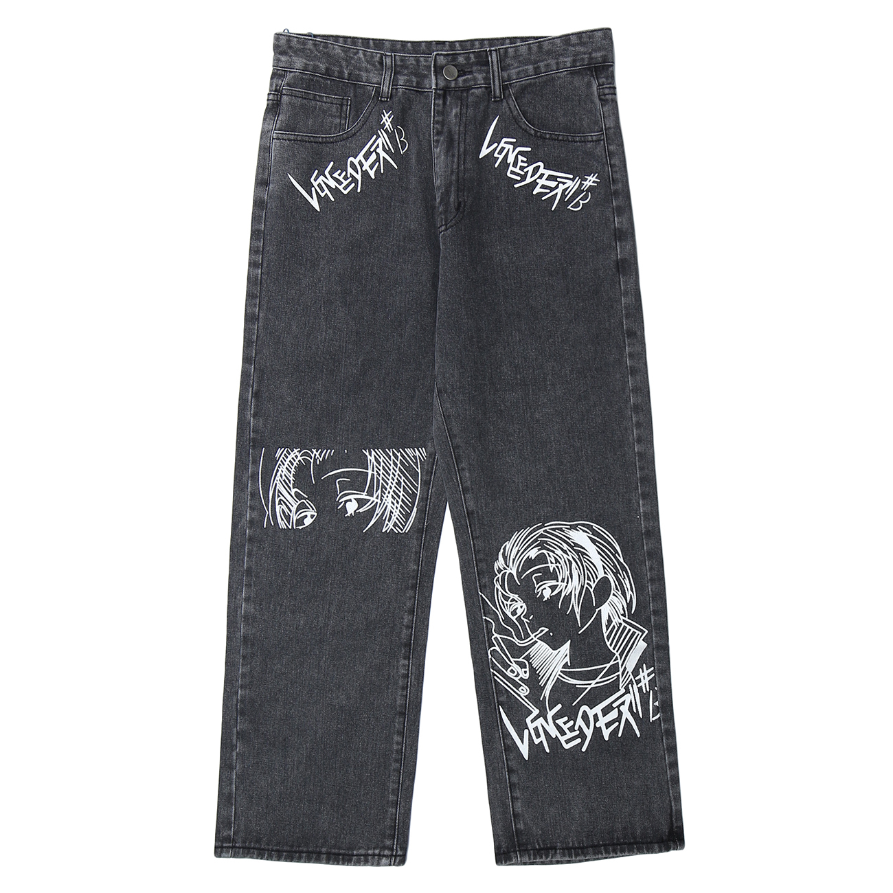 Hip Hop Jeans Male Streetwear 2020 Harajuku Comics Graffiti Denim Pants Oversized Loose Casual Joggers Men Trousers 201118wtt