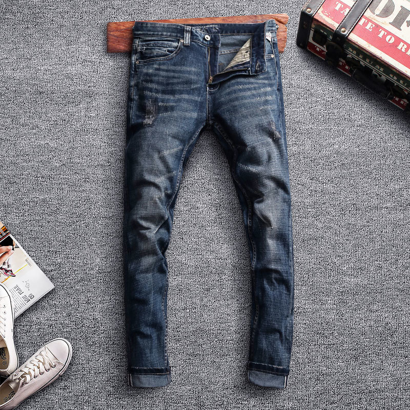 2021 New Male Brem Vintage Dark Blue Suit Destroyed Torn Jeans Men Fine Hip Pants Hombre Streetwear Classic Denim Otnd
2021 New Male Brem Vintage Dark Blue Suit Destroyed Torn Jeans Men Fine Hip Pants Hombre Streetwear Classic Denim Otnd