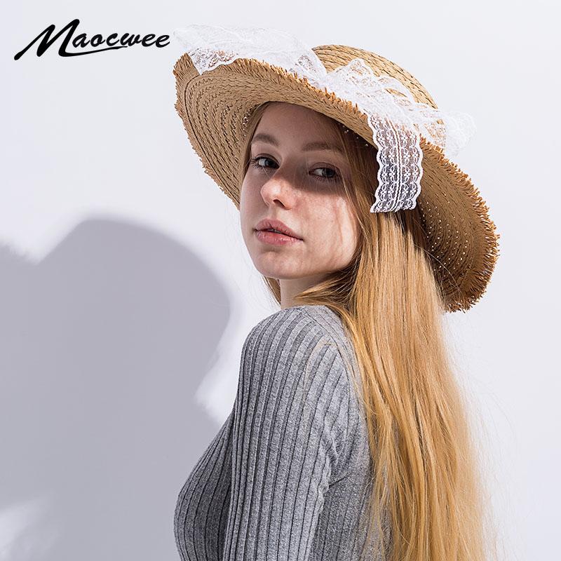 Wide Brim Hats Simple Fashion Women Summer Large Paper Straw Hat Lace Ribbon Lace-Up Beach Caps Ladies Panama Sun For A Girl
Wide Brim Hats Simple Fashion Women Summer Large Paper Straw Hat Lace Ribbon Lace-Up Beach Caps Ladies Panama Sun For A Girl