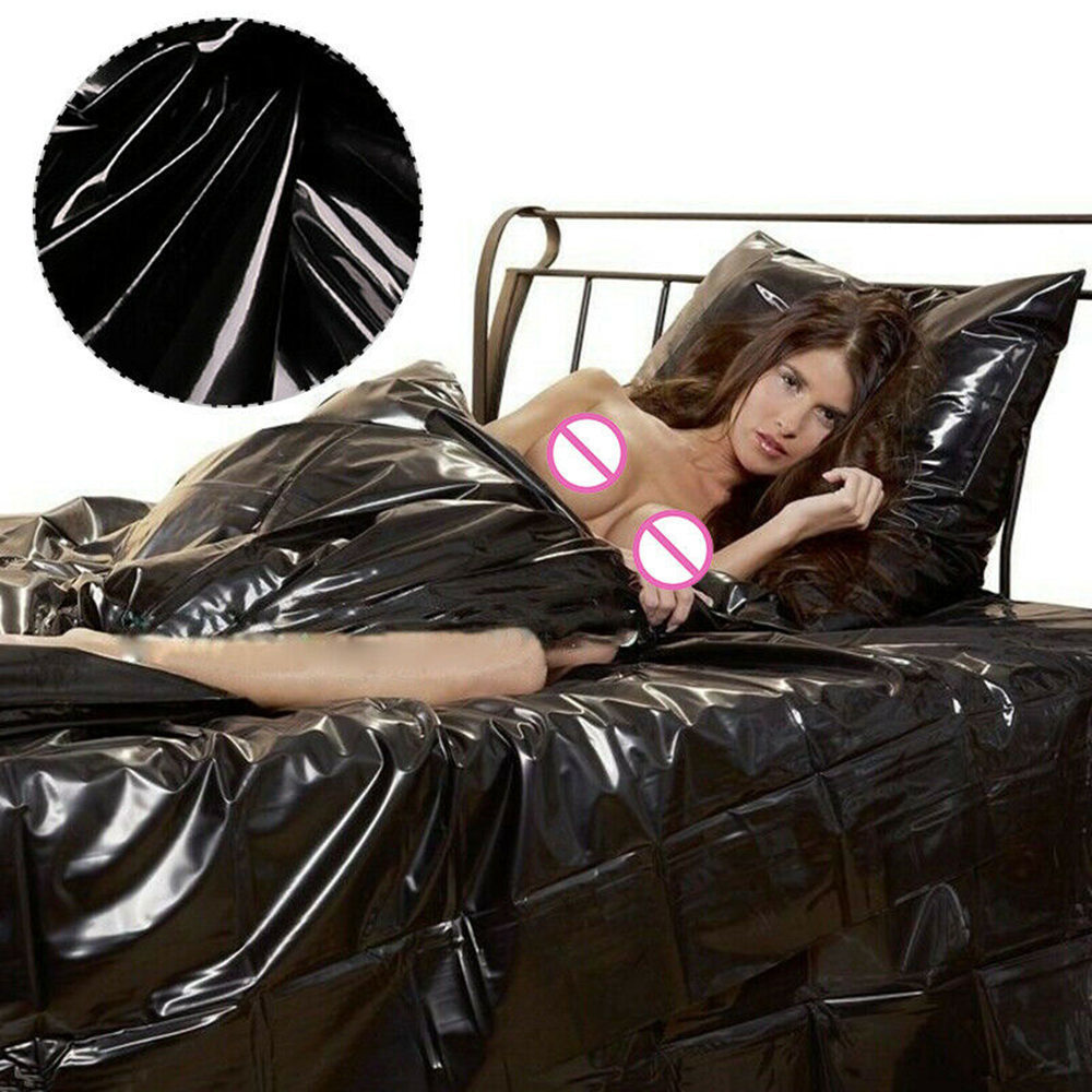 Thumbedding PVC Wetlook Queen Bed Sheets For Couples Lover Game Waterproof Black Bed Outdoor Sheets 201127 от DHgate WW