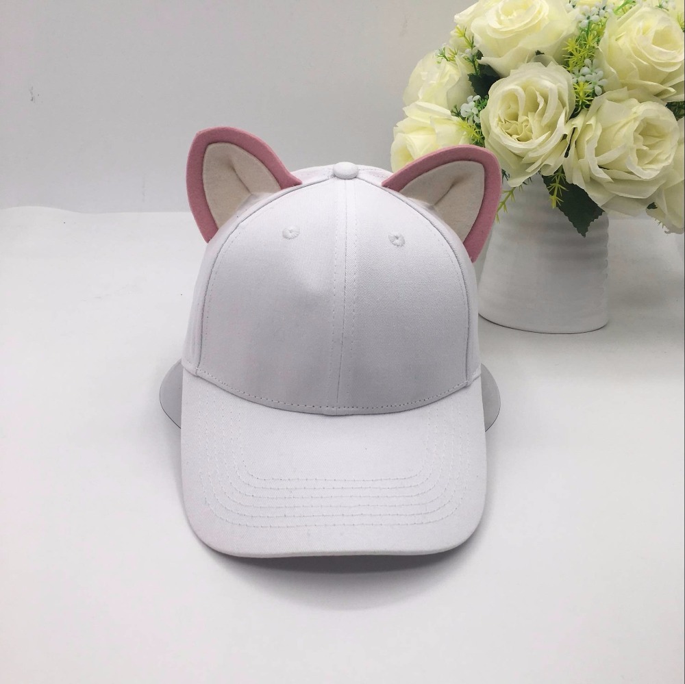 The new cat ears baseball cap for women and girl made of pure cotton equestrian cap topi female cute hat 201027