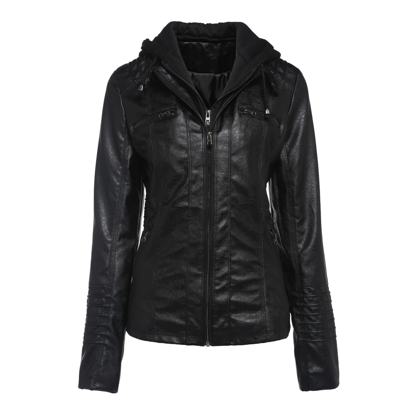 2021 New Female Overcoats Faux Leather Women Hoodies Winter Autumn Black Outerwear Pu Jacket Spring QO47, White
2021 New Female Overcoats Faux Leather Women Hoodies Winter Autumn Black Outerwear Pu Jacket Spring QO47, White