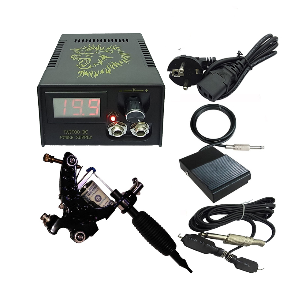Beginner Tattoo Kit 1 Rotary Machine 3 Inks Sets Power Supply Needles G1C15A2