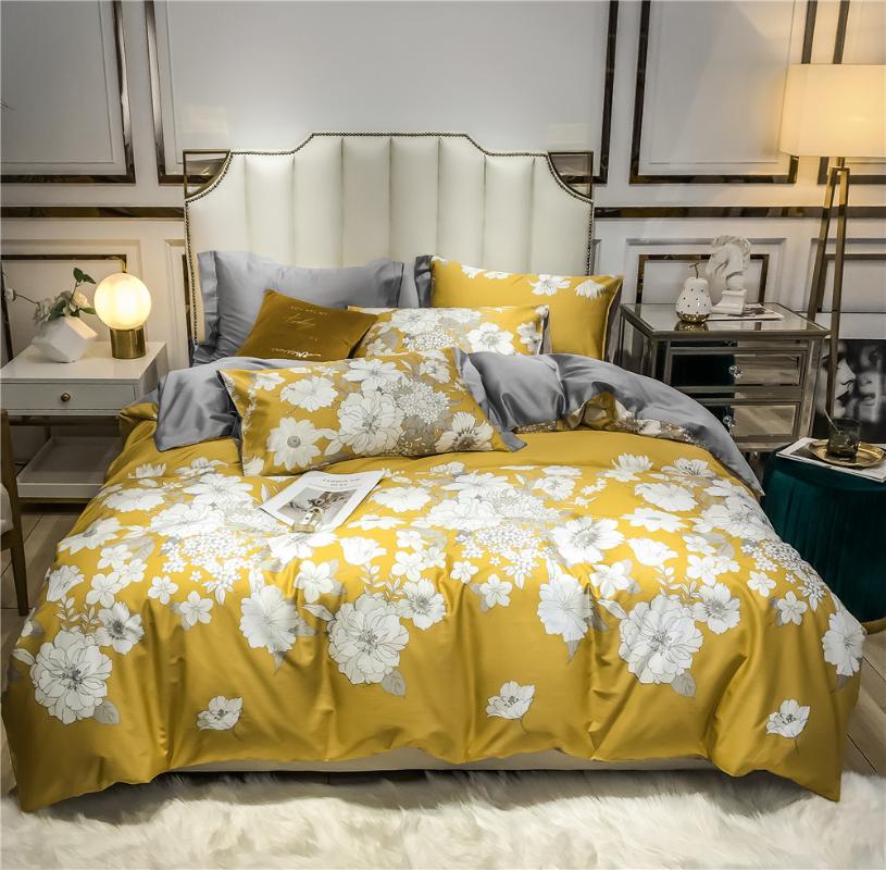 Yellow White flowers Luxury Egyptian cotton Bedding sets Queen King size Duvet cover silver grey Bed fitted sheets linen set 4pc, 12
Yellow White flowers Luxury Egyptian cotton Bedding sets Queen King size Duvet cover silver grey Bed fitted sheets linen set 4pc, 12