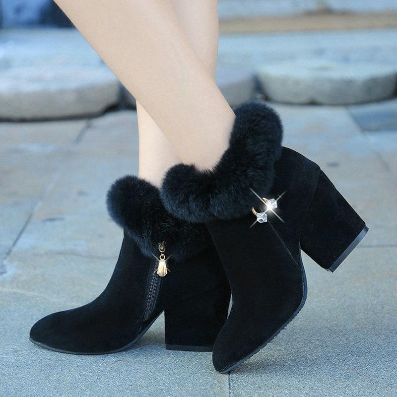 Size 35-51 Nice New Elegant Ankle Boots Women Winter Warm Fur & Crystal Shoes Woman High Heels Mature Female Classics Vogue Boot, Black
Size 35-51 Nice New Elegant Ankle Boots Women Winter Warm Fur & Crystal Shoes Woman High Heels Mature Female Classics Vogue Boot, Black