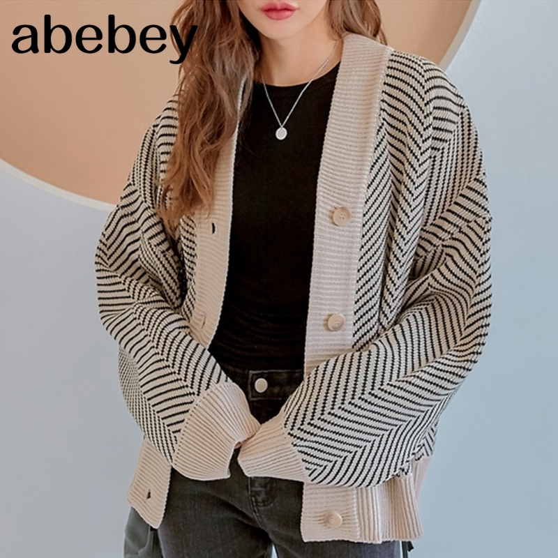 Casual Knitted Cardigan Oversize Button Front Contrast Stripe Cardigan Autumn Winter Women Sweater Feminino Tops * 201111, As photo
Casual Knitted Cardigan Oversize Button Front Contrast Stripe Cardigan Autumn Winter Women Sweater Feminino Tops * 201111, As photo