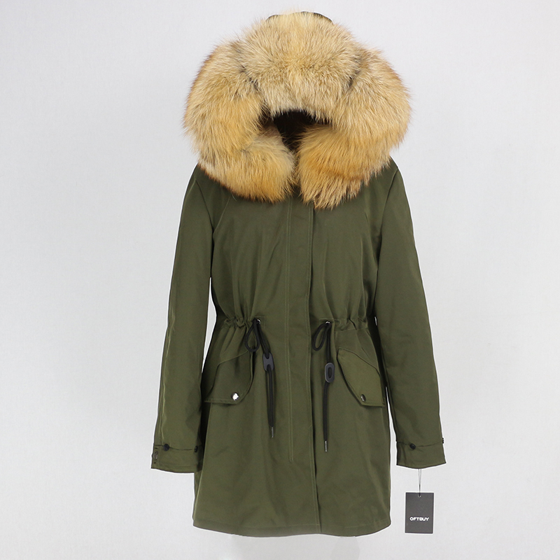Waterproof Long Parka Winter Jacket Women Real Fur Coat Natural Raccoon Fur Trim Hood Faux Fur Liner Detachable Streetwear 201103