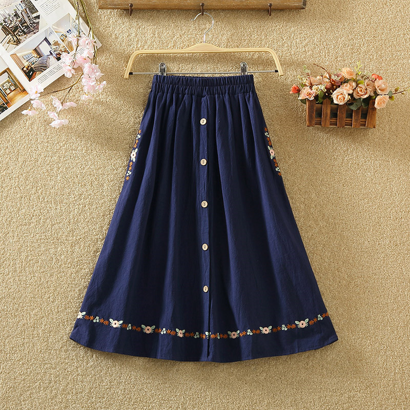 2021 New Summer Womens Midi Knee Length Korean Elegant Button Embroidery Pocket High Waist Skirt Female Pleated Skirts Y336 Esoi, Navy blue
2021 New Summer Womens Midi Knee Length Korean Elegant Button Embroidery Pocket High Waist Skirt Female Pleated Skirts Y336 Esoi, Navy blue