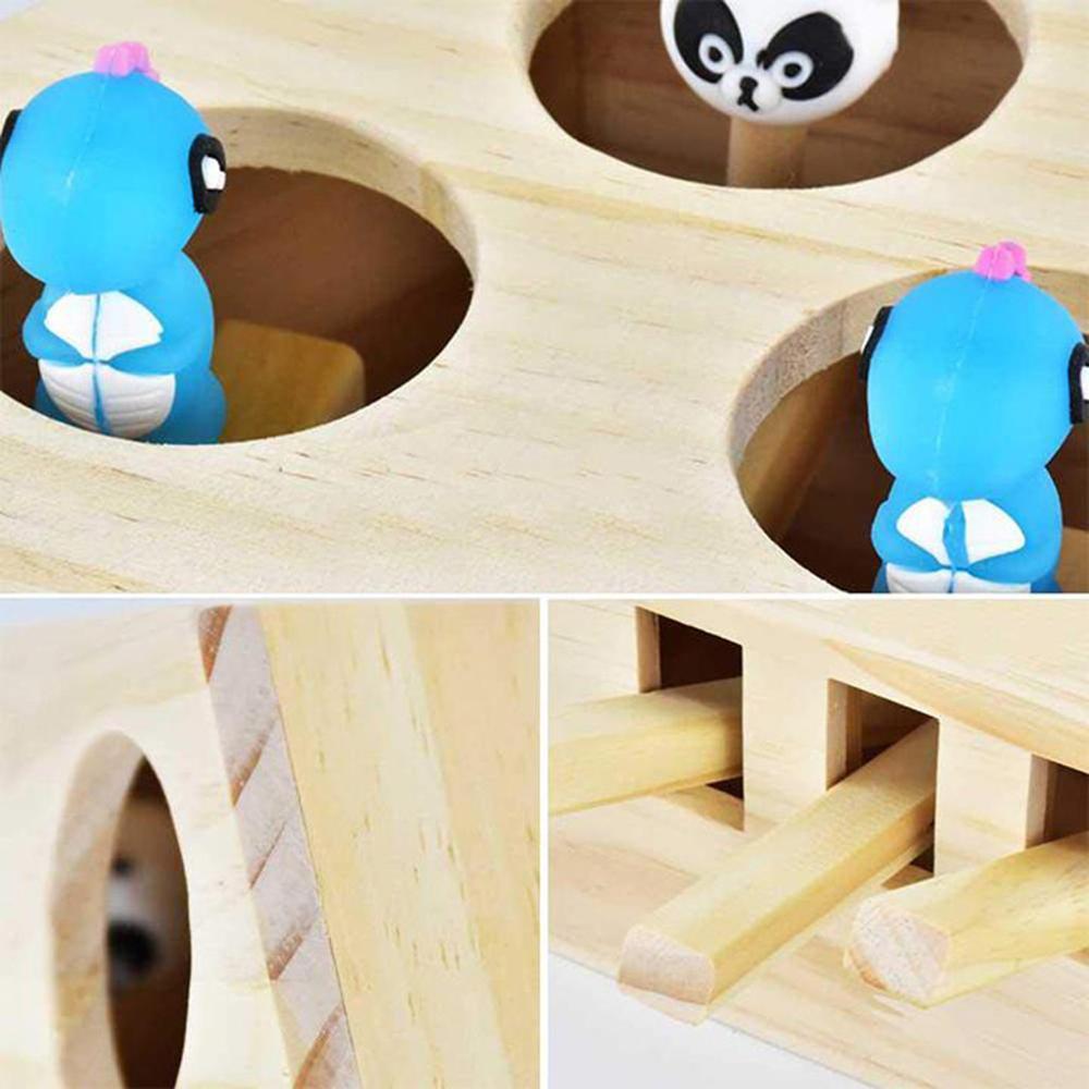 Pet Cats Hunt Toys Chase Mouse Wood Interactive Maze Pet Hit Hamster With 3/5-holed Mouse Hole Indoor Funny Cat Catch Tease Toys LJ201125