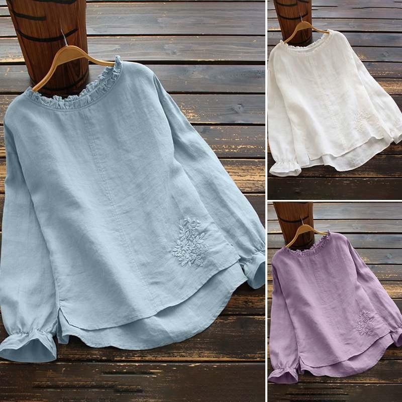 Plus Size Elegant Embroidery Shirts Women' Autumn Blouse 2021 ZANZEA Casual Long Sleeve Ruffle Blusas Female O Neck Tunic Tops, Blue
Plus Size Elegant Embroidery Shirts Women' Autumn Blouse 2021 ZANZEA Casual Long Sleeve Ruffle Blusas Female O Neck Tunic Tops, Blue