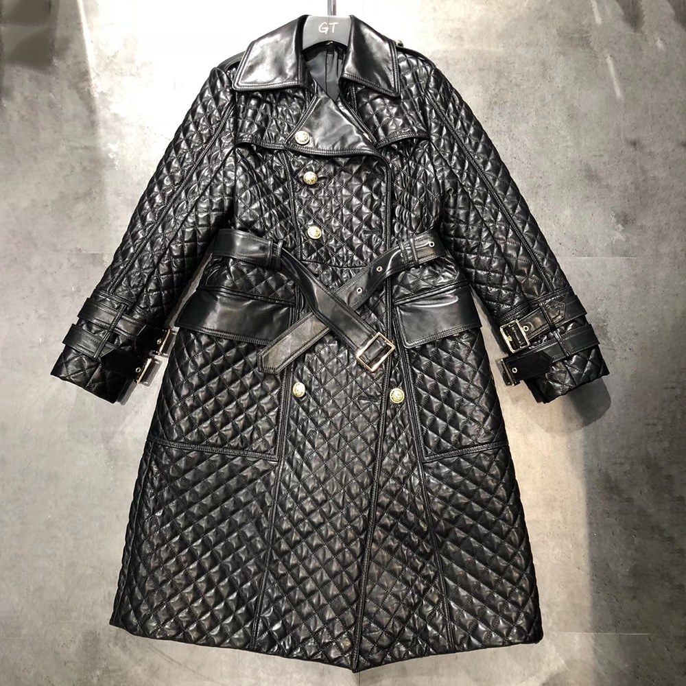 Genuine leather jacket women winter new fashion style sheepskin leather windbreaker over size 201020