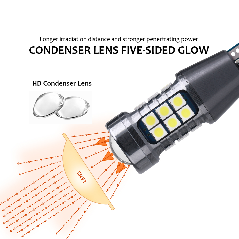 2PCS NEW T15 912 W16W WY16W Super Bright 3030 LED Auto Brake Bulb Backup Reverse Lamp Car Daytime Running Light Turn Signals 12V