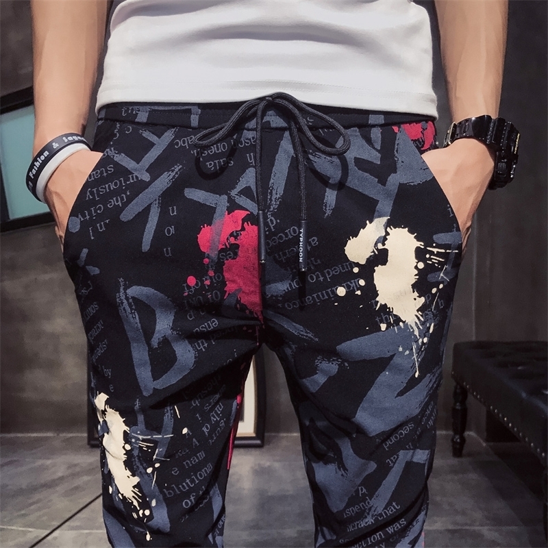 Men Clothes Summer New Harem Pants Men Slim Fit Casual Men Floral Pants Drawstring Young Mens Joggers Hip Hop Trousers 33 201027