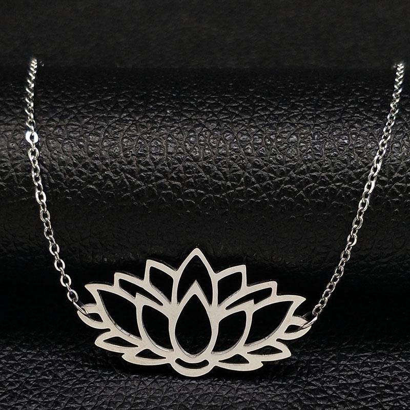 Lotus Stainless Steel Statement Necklace for Women Silver Color Statement Necklace Jewelry flor de loto collar mujer N1015S02
Lotus Stainless Steel Statement Necklace for Women Silver Color Statement Necklace Jewelry flor de loto collar mujer N1015S02