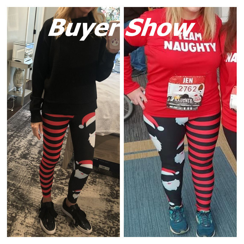 FCCEXIO Happy Christmas High Waist Elasticity Printed Cartoon Santa Cute Leggings Women joy Sexy GYM Pants Xmas Leggings 201203