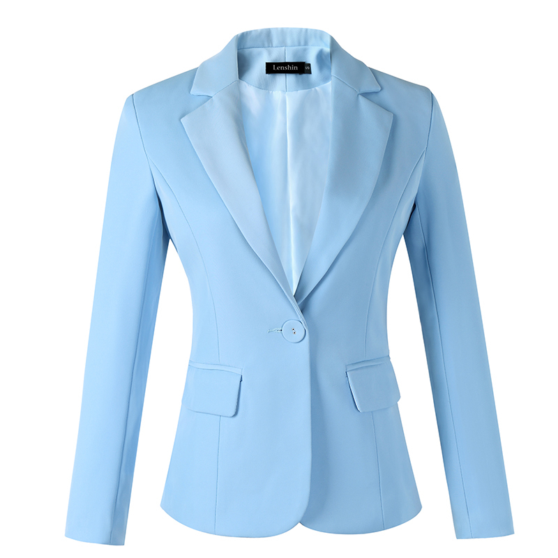 Lenshin Candy Color Professional Business Jacket for Women Work Wear Office Lady Elegant Female Blazer Coat Top 201114