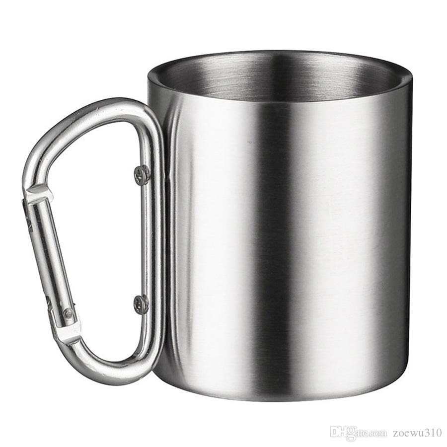 Outdoor Stainless Steel Carabiner Mug Cups 220ml Mountaineering Water Bottles Portable Camping Coffee Cup With Carabiner Handle DH1115 T03, Silver
Outdoor Stainless Steel Carabiner Mug Cups 220ml Mountaineering Water Bottles Portable Camping Coffee Cup With Carabiner Handle DH1115 T03, Silver