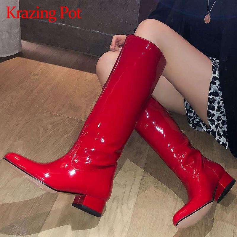 Krazing pot genuine leather round toe med heel solid western boots office lady daily wear slip on fashion knee-high boots Ld3, Black
Krazing pot genuine leather round toe med heel solid western boots office lady daily wear slip on fashion knee-high boots Ld3, Black