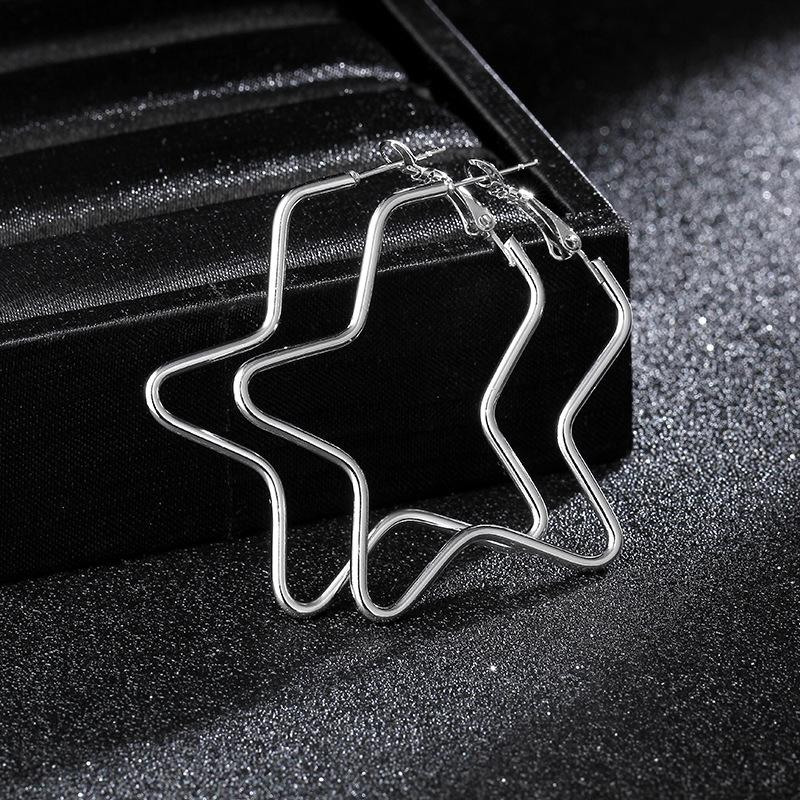 Hoop & Huggie 50mm Punk Silver Color Smooth Geometric Pentagram Star Earrings For Women Chic Ear Loop Creole Boucle D'oreille
Hoop & Huggie 50mm Punk Silver Color Smooth Geometric Pentagram Star Earrings For Women Chic Ear Loop Creole Boucle D'oreille