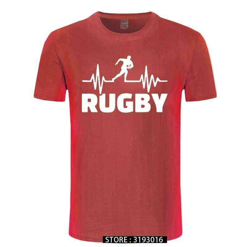 Heartbeat Of Rugbying T-shirts Men Summer Fashion Short Sleeve T Shirt Cotton Funny Printed Tops Sporting Mens Tee Y220214