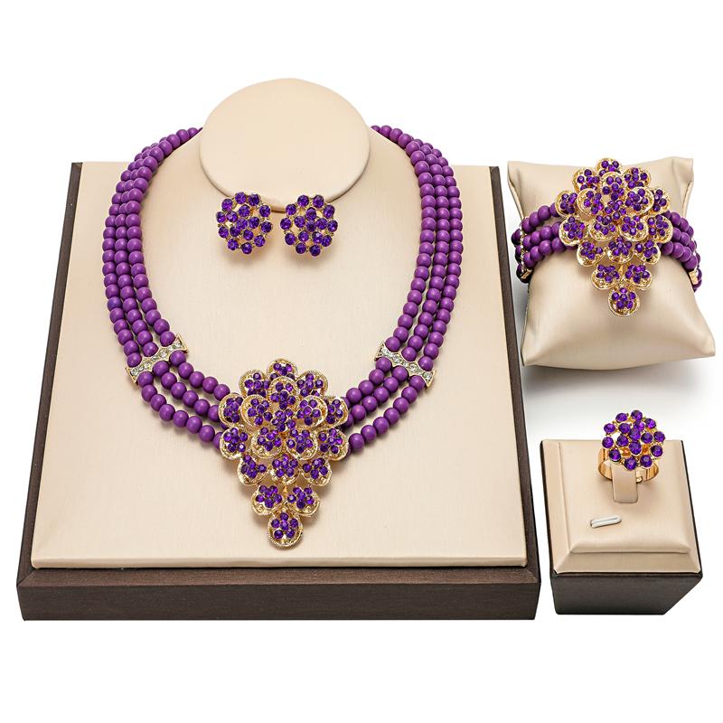 Earrings & Necklace Bridal Gift Nigerian Wedding Designer Jewelry Set Brand Fashion African Beads Woman Custome Gold-colorful Wholesale, Silver
Earrings & Necklace Bridal Gift Nigerian Wedding Designer Jewelry Set Brand Fashion African Beads Woman Custome Gold-colorful Wholesale, Silver