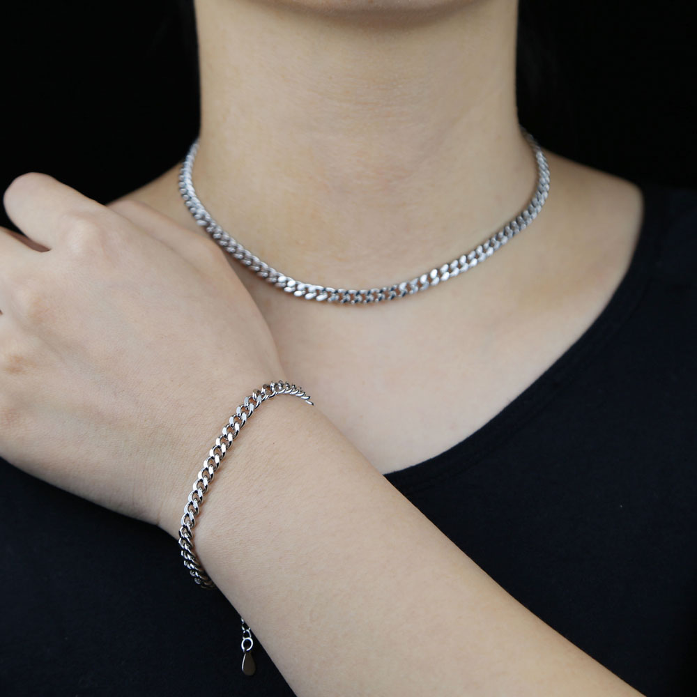 classic Hip Hop 5mm Miami Cuban Link Chain Choker Necklace Gold silver Color Basic Punk Curb Cuban Link Chain Jewelry For Women Girls
