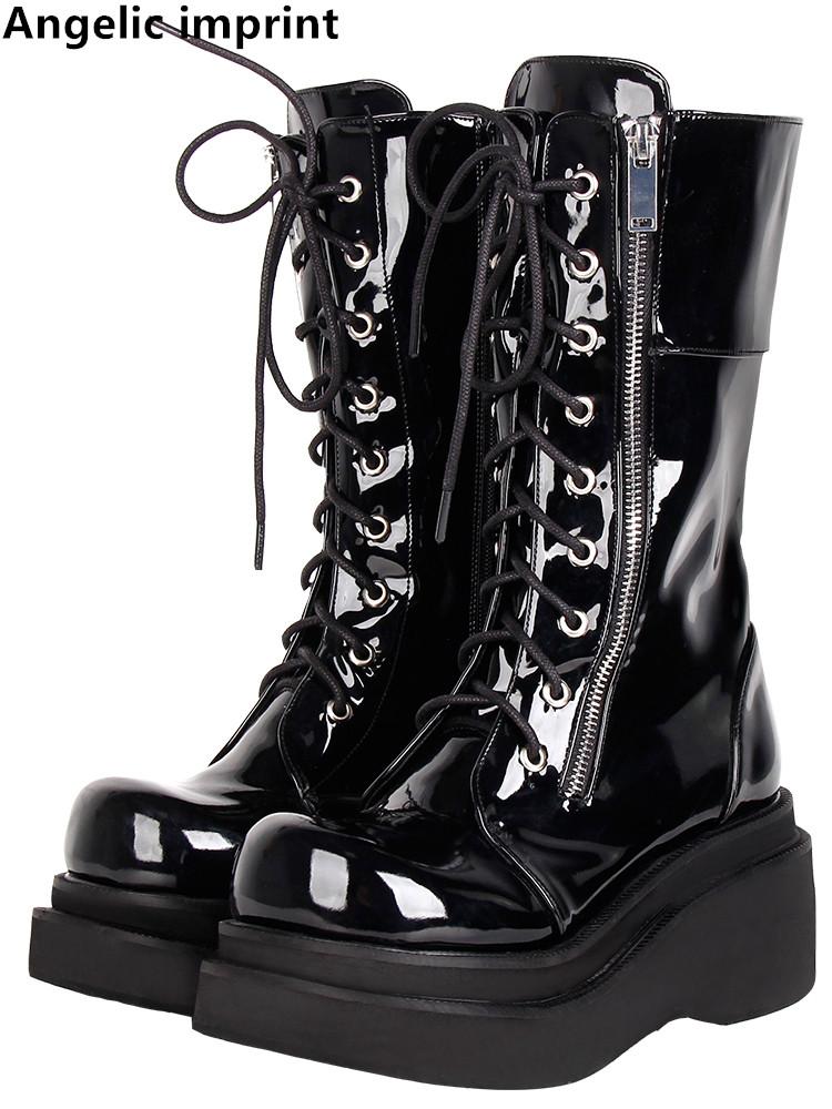 Angelic imprint Women motorcycle cool punk boots lady lolita shoes woman high heel pumps Double bottom of sponge cake thick heel, Pl
Angelic imprint Women motorcycle cool punk boots lady lolita shoes woman high heel pumps Double bottom of sponge cake thick heel, Pl