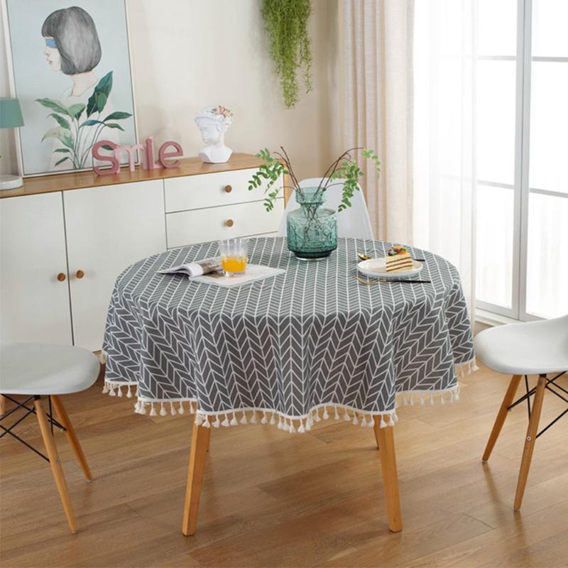 Simple Reusable Geometric Round Tablecloth Washable Dustproof Cotton Linen With Tassel Home Decor Dining Room Protective Cover, Yellow
Simple Reusable Geometric Round Tablecloth Washable Dustproof Cotton Linen With Tassel Home Decor Dining Room Protective Cover, Yellow