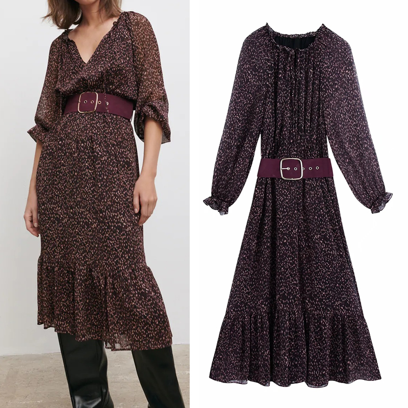 2021 New Belt Vintage Print Midi Women Sleeve Ruched Ruffle Chiffon Long Dresses Ladies Elegant Party Dress Qaml
2021 New Belt Vintage Print Midi Women Sleeve Ruched Ruffle Chiffon Long Dresses Ladies Elegant Party Dress Qaml