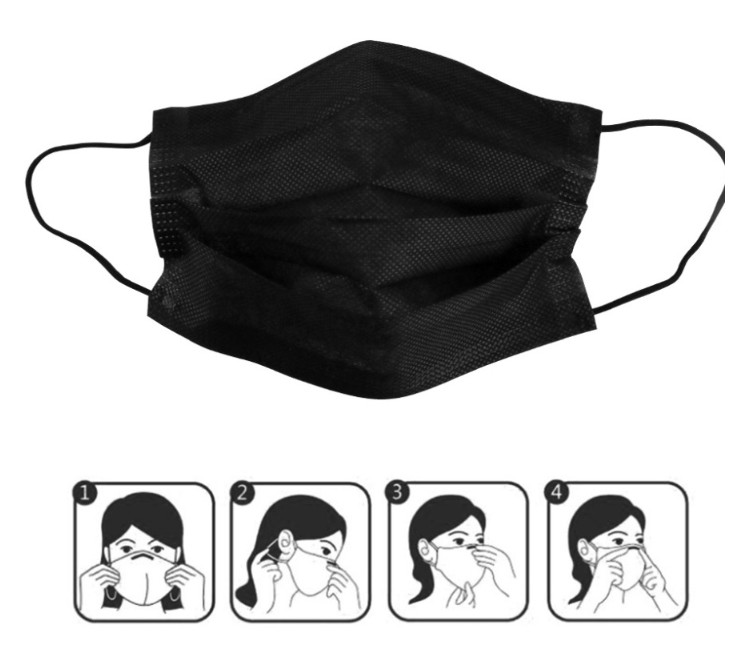 50pc Black Face Mouth Protective Mask Disposable Filter Earloop Non Woven Mouth Masks In Stock