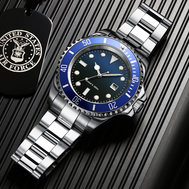 Dive Watch 200m MIYOTA Quartz Watches Men C3 Super Luminous Calendar Diving Watch Fashion Stainless Steel Men's Watches LJ201120