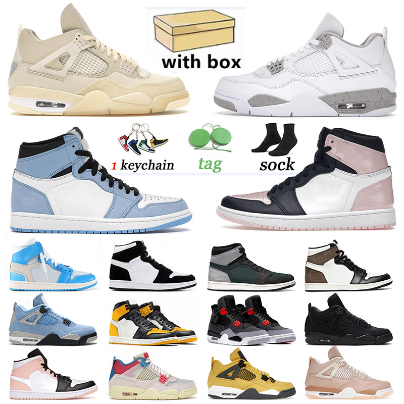 4 Retro Basketball Shoes High OG Mens Jumpman 1 White Oreo Twist Bred Patent University Blue Trainers 4s Off Sail 1s Black Cat UNC Jordens Sneakers New Bred, # yellow toe 36-46
4 Retro Basketball Shoes High OG Mens Jumpman 1 White Oreo Twist Bred Patent University Blue Trainers 4s Off Sail 1s Black Cat UNC Jordens Sneakers New Bred, # yellow toe 36-46