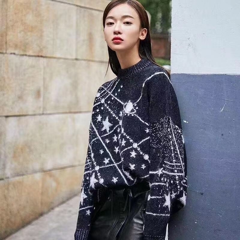 Fashion Starry Sky Half Turtleneck Womens Winter Sweaters Loose Knitted Fall Pullover Sweater Women Christmas Women Sweater 201201