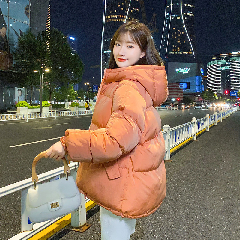 2020 Short Glossy Parka Autumn Winter Thick Short Jacket Women Fashion Hooded Parka Coat Female Office Lady T200828