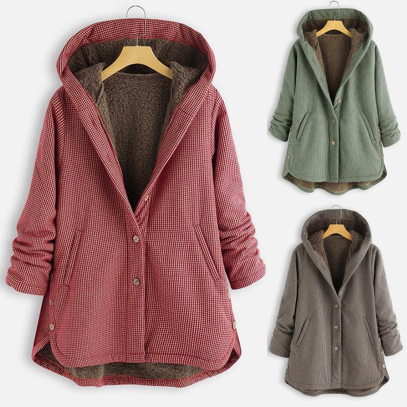Fashion Plaid Warm Coat Casual Ladies Faux Fur Hooded Buttons Jacket Coat Streetwear Female Winter Long Sleeve Womens Outerwear, Green
Fashion Plaid Warm Coat Casual Ladies Faux Fur Hooded Buttons Jacket Coat Streetwear Female Winter Long Sleeve Womens Outerwear, Green